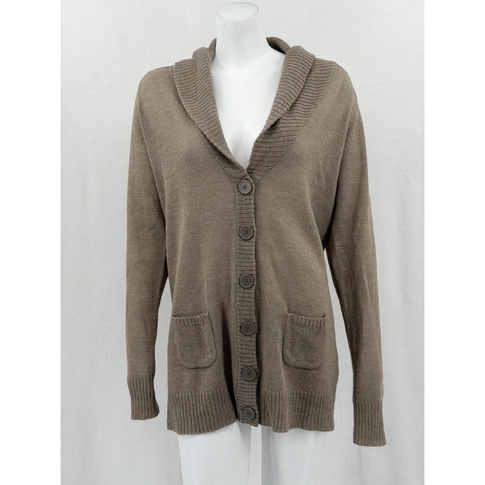 J Crew Sweater Womens XL Brown Alpaca Wool Shawl Collar Cardigan Knit Preppy